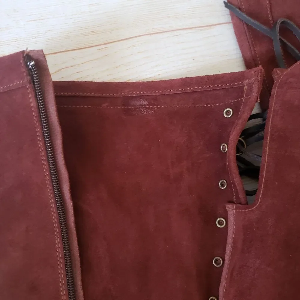 Free People Ava Suede Tall Lace-up Wedge Boot Moccasin Inspired Round Toe 39